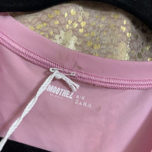 Aerie SMOOTHEZ Light Pink Cropped Bralette T Shirt, Medium NWT - Picture 5 of 7